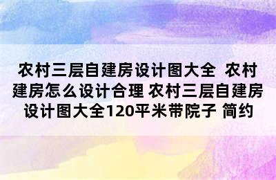 农村三层自建房设计图大全  农村建房怎么设计合理 农村三层自建房设计图大全120平米带院子 简约